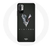 Coque pour Xiaomi Redmi Note 10 5G Vikings Série Saison 6 logo V Epée Gris Fond Noir