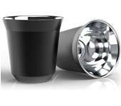 Taza de café expreso de acero inoxidable con aislamiento de doble pared, cápsula de café, taza de metal para beber, para el hogar, interior o exterior. 80ml plata