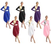 Traje de baile de alabanza lírica Vestido de baile de adoración litúrgica Ropa de baile de celebración de la iglesia Vestido de baile de cintura delgada para mujer S
