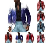 Chaquetas de traje unisex con estampados navideños de invierno Chaquetas de botones de moda casuales unisex L azul