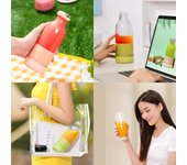 Licuadora portátil de 300 ml, mini licuadora eléctrica, procesador de alimentos, batidora de cocina recargable, exprimidor rápido blanco