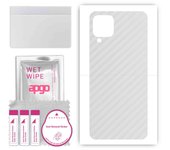 apgo Protective Skin Sticker for the back compatible with Samsung Galaxy M12, Wrap Film, Foil, Vinyl - Pattern Transparent Carbon