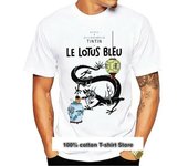 camisa con gráfico de Loto Azul de Tintín Camiseta divertida de para hombre, harajuku men clothing gráfico camisetas tops S beige