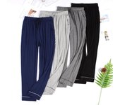 Pantalones de pijama para hombre Pantalones de salón suaves Pantalones de dormir elásticos con cordón fresco Pantalones deportivos sueltos de yoga con bolsillos Pantalones casuales transpirables para el hogar L gris
