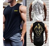 Novedad de verano, camiseta sin mangas para hombre, gimnasio, correr, deportes, Fitness, Anime, camiseta con cuello redondo para hombre, ropa de entrenamiento de baloncesto y culturismo, chaleco masculino XL blanco