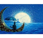 DIY Diamond Painting Cross Stitch Hombre viendo faro Taladros completos Decoración del hogar 20X30CM