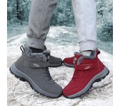 Botas de invierno para hombre y mujer, zapatillas impermeables de cuero de felpa, zapatos de caza para escalar, botas de senderismo cálidas para exteriores con cordones Unisex para hombre 36 rojo