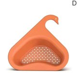 Escurridor para fregadero, escurridor colgante, filtrado seguro, duradero, creativo, diseño de cisne, residuos secos y húmedos, accesorios de cocina separados naranja