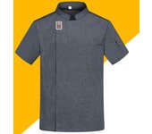 Chaqueta de chef para hombres y mujeres Camisa de cocinero de manga corta Panadería Restaurante Camarero Uniforme Top 6XL blanco