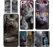 Funda de teléfono para Realme 12 11 10 9 8 5G 7 6 GT5 GT3 GT2 Pro Plus C21 C11 C25 C35 GT Neo 2 3 3T 5 Funda Gato británico de pelo corto Realme GT2 Pro