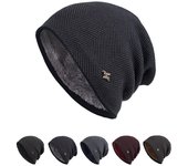Gorro de terciopelo para otoño e invierno, gorro de lana tejido, gorros, gorro grueso y cálido, gorro de esquí térmico a prueba de viento, gorros de calle azul oscuro
