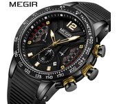 Relojes para Hombre de marca superior de lujo MEGIR Reloj deportivo para Hombre cronógrafo relojes de pulsera impermeables Hora Reloj Hombre Relojes Mannen negro
