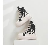 Zapatillas deportivas informales unisex para mujer, zapatillas planas con cordones gruesos y caña alta, de gran tamaño, con suela gruesa, a la moda 36 verde