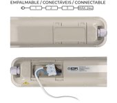 regleta estanca led ip65 18w 1990lm 6500k luz fria 5,9x59x6,6cm edm