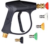 Pistola de agua a alta presión para lavado de autos, 14 mm, conector M22, 1/4  de liberación rápida, pistola de espuma para nieve con 5 boquillas rociadoras de jabón negro