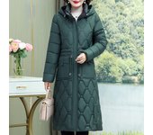 Abrigo de invierno para mujer de mediana edad con capucha, Parkas largas informales gruesas y cálidas para mujer, chaquetas de invierno 2023 2XL negro