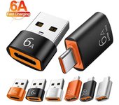 Adaptador USB C a USB Cable OTG con Carga Rápida 6A, Compatible con Teléfono, Tableta, Ordenador Portátil, para Disco U, Teclado, Ratón, Lector de Tarjetas negro