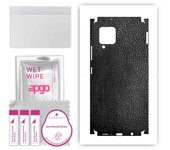apgo Protective Skin Sticker for the back+sides compatible with Samsung Galaxy A42 5G, Full Wrap Film, Foil, Vinyl - Pattern Black Leather