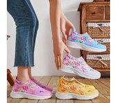 Zapatillas de deporte informales sin cordones para mujer, cómodas, ligeras, de punto, transpirables, para tenis, deportivas, mocasines para correr 36