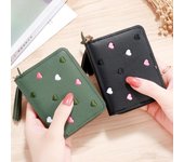 Cartera pequeña para mujer, mini cartera con borlas, bonita cartera corta con cremallera, monedero de piel sintética, cartera de mano para mujer rojo