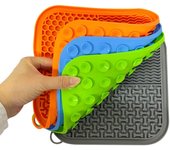 Alfombrilla para perros y gatos, cuencos de comida lenta, cuencos para comida, almohadilla para lamer, comederos lentos, almohadillas de distracción para baño de cachorros, dispensador de silicona azul