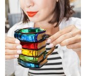Yousheng Taza Pila de Libros Pintados Taza de Café de Cristal con Forma de Libro 11oz Taza Literaria Única Regalos para Amantes de los Libros Oficina B