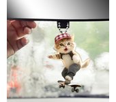Adorable adorno colgante de gato para espejo retrovisor de coche, colgante con cordón, fácil de colgar, colgante de árbol de Navidad con forma de gato B