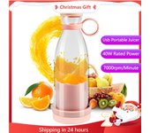 Mezcladores recargables, exprimidores de fruta fresca, botella de jugo portátil Usb azul/rosa, Mini licuadora eléctrica rápida, máquina para hacer hielo y batidos
