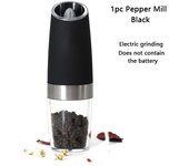 Molinillo eléctrico automático, molinillo de pimienta y sal, luz LED, molinos de granos de pimienta, especias, molinillo de porcelana, herramientas de cocina negro