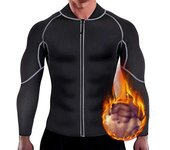 Nuevo Traje de Sauna moldeador para hombre, chaqueta de neopreno para el sudor, entrenamiento para perder peso, entrenador de cintura de manga larga, moldeador corporal con camiseta interior con cremallera S
