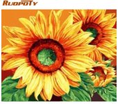 RUOPOTY-Cuadro de flores de loto DIY, Kit de pintura por números, cuadro artístico de pared moderno, pintura acrílica por números, pintura de caligrafía 40x50CM NO Frame