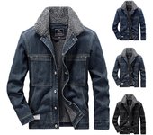 Chaqueta vaquera desgastada con lavado vintage informal de lana para otoño e invierno para hombre 2XL