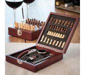 SHOP-STORY - Conjunto de accesorios para vino y échiquier en cofre (37 piezas) Cadeau ideal pour les fans de vin et d'échecs