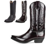 Botas de vaquero del oeste para hombre, zapatos de cuero de invierno, botas altas bordadas, zapatos de pareja, ligeros, cómodos, de talla grande 35-48 35 negro