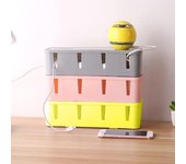 Regleta de escritorio, caja de almacenamiento de cables, contenedor organizador para el hogar y la Oficina gris