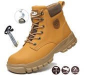 Zapatos de seguridad para hombre, de cuero, para soldar, antiaplastamiento, antiperforación, antideslizantes, botas de trabajo con membrana y puntera de acero para hombre 40