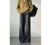 Pantalones vaqueros retro para hombre, estilo nuevo de otoño, estilo explosivo, estilo callejero, pantalones casuales atractivos para adolescentes, pantalones holgados de pierna recta y pierna ancha para hombre S negro