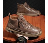 Botas altas de cuero para hombre, zapatos de algodón a la moda, botines de negocios informales para exteriores, zapatillas deportivas nuevas para hombre 39