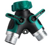 Jardín Distribuidor de 2 vías Agua Regulable Práctico Grifo Y Conector de Manguera verde