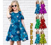 Vestidos florales lindos con estampado de flores para niñas Vestido de fiesta para niñas con hombros descubiertos Vestido de princesa Vestido de manga corta para niñas mayores de 4 años 80 azul