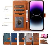 Empalme de cuero Flip caso para Samsung Galaxy A10 A20 A30 A50 A51 A71 A02 A12 A22 A32 A42 A52 A72 marcos de fotos tarjeta cubierta del teléfono For A10 azul