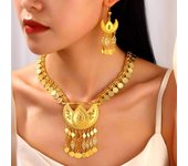 Conjunto de joyas huecas árabes con diamantes de imitación, monedas doradas, colgantes, joyas, collares con borlas, pendientes, regalo Style 1