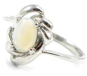 Bague Argent 'Déesse Opale' Blanc argenté (rhodié) - 14x9 mm 54 blanco