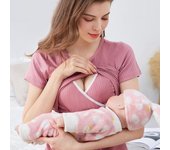 Camisetas de lactancia de maternidad Tops de lactancia para mujeres embarazadas Ropa de manga corta Bottoming Lactancia Materna Chalecos de alimentación posparto de verano M amarillo