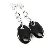 Altesse [H3312] - Boucles Argent 'Grain de Café' noir argenté negro