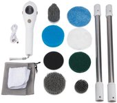 Cepillo de limpieza eléctrica 8 en 1, cepillo de limpieza giratorio inalámbrico multifuncional para el hogar, baño, cocina, ventanas, inodoro negro
