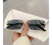 Gafas de sol rectangulares sin montura UV400 Gafas de sol retro sin montura Y2K para mujeres y hombres Clear purple