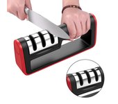 Afilador de cuchillos de cocina mejorado Sistema de afilado de cuchillos de 3 etapas para cocina, camping, senderismo