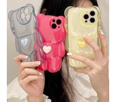 Funda transparente con diseño bonito de dibujos animados en 3d para Iphone, funda protectora con lente de corazón de amor coreano para Iphone 13, 12, 11 Pro Max, Xs Max, Xr X For iPhone X or XS