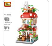 LOZ 1651 City Street Rabbit Animal tienda de setas arquitectura DIY Mini bloques de construcción juguete para niños regalo sin caja